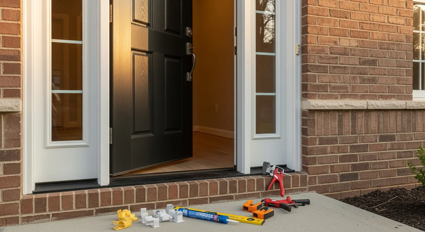 New entry door installed on residential home front entrance