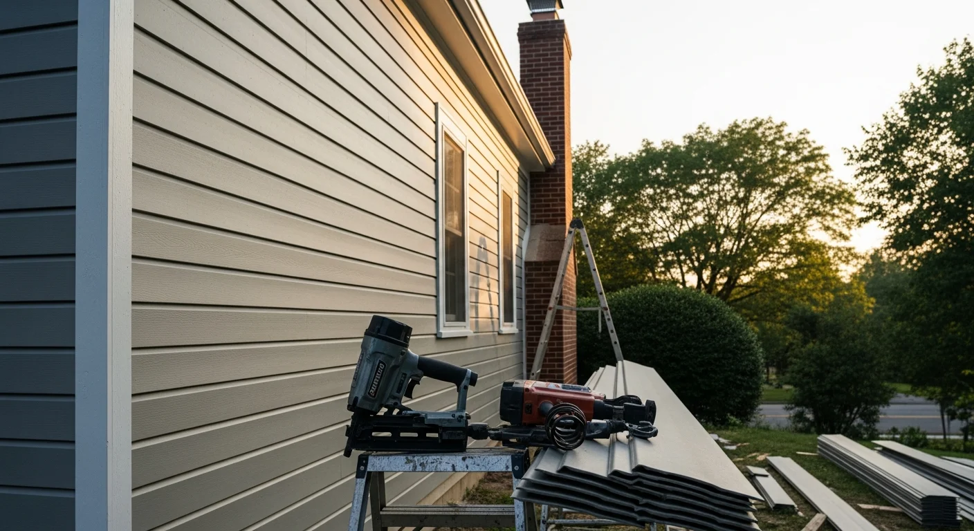 New vinyl siding installed on residential home exterior
