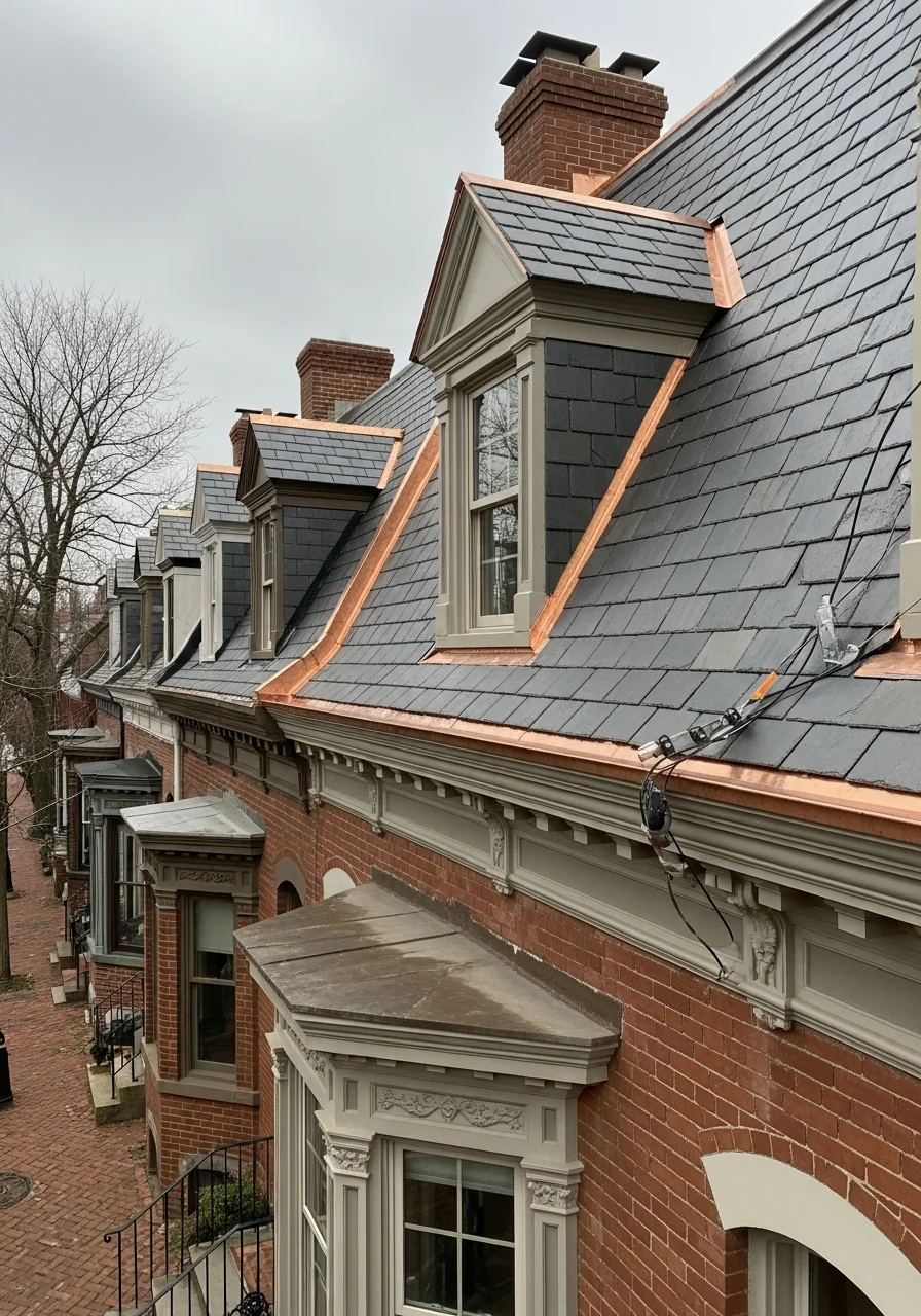 Detail of professional exterior restoration on a DC historic property.