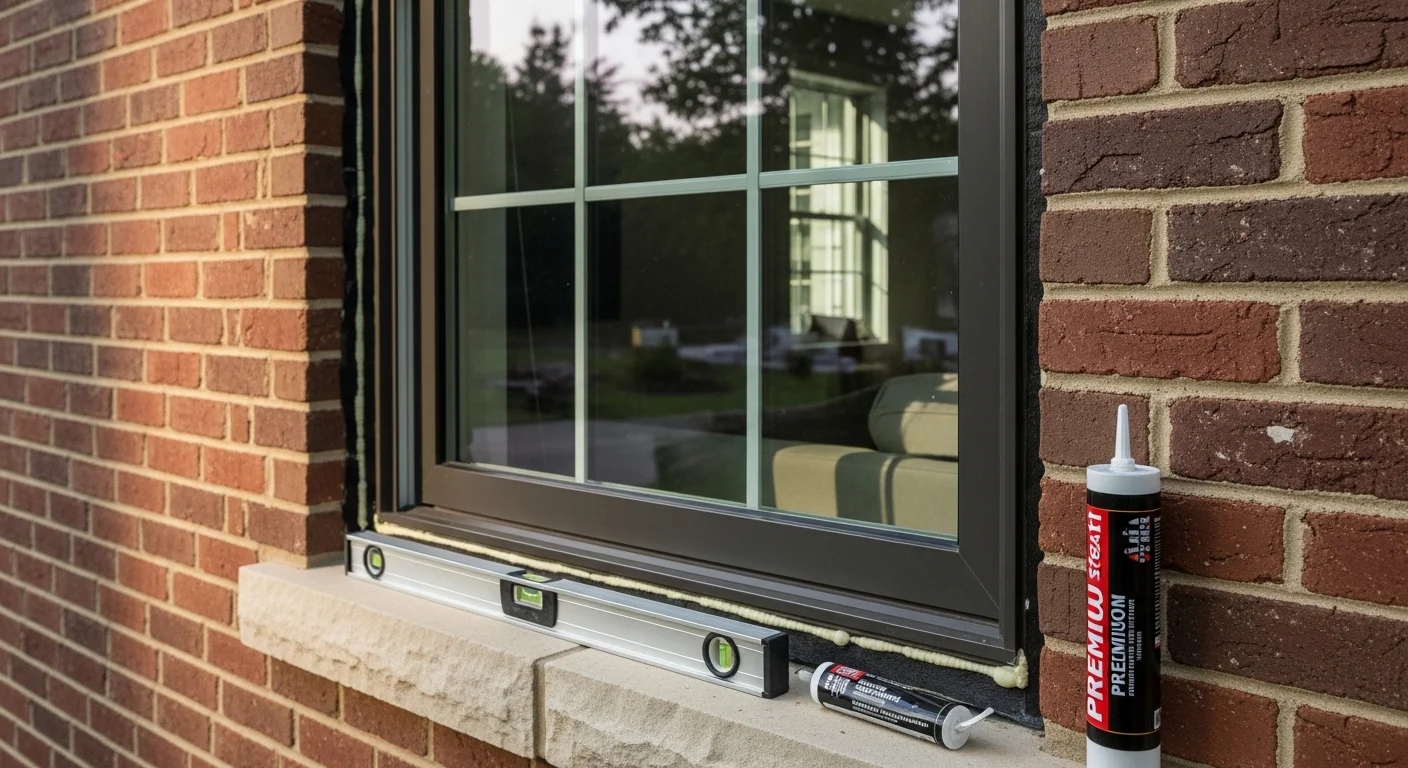 A newly installed double-pane window on the exterior of a two-story residential home in Columbia, Maryland, with clean trim work and a tight frame seal visible along the edges. The surrounding siding shows no damage or moisture staining, reflecting a complete and properly finished installation.